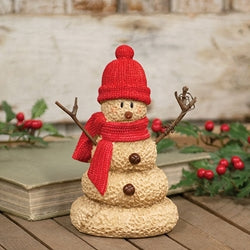 Resin Red Hat & Scarf Melting Snowman - 7"H