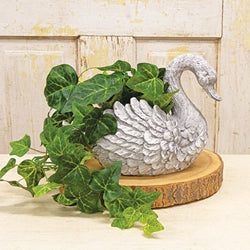 Resin Distressed Swan Planter - 8"H