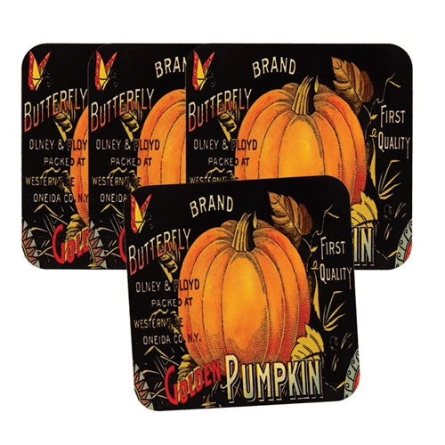 4/Set - Butterfly Brand Pumpkin Coasters