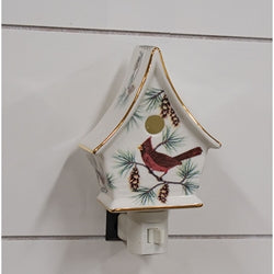 Porcelain Woodland Cardinal Birdhouse Nightlight