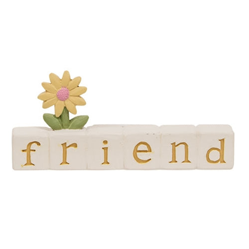 Friend Resin Block w/Yellow Flower