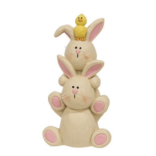 Resin Stacked Bunnies w/Chick