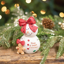 Have A Sweet Christmas Resin Snowgirl With Gingerbread Man
