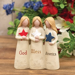 God Bless America Resin Angel Trio