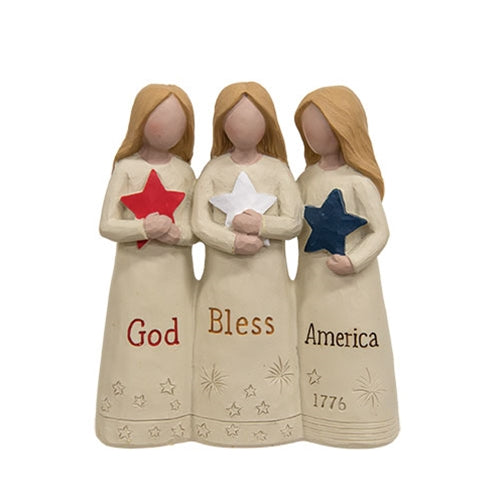 God Bless America Resin Angel Trio