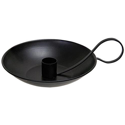 Colonial Taper Holder with Handle Black