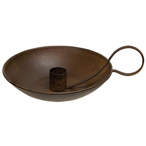 Colonial Taper Holder with Handle Rusty