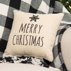 Merry Christmas Snowflake Natural Pillow