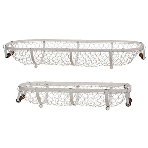 2/Set White Chicken Wire Oval Baskets – Primitive Renditions