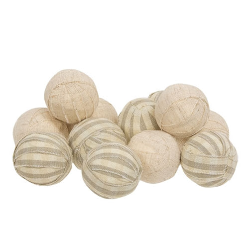 12/Set Natural Striped Rag Balls