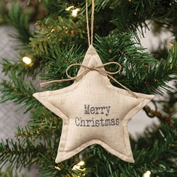Merry Christmas Natural Star Ornament