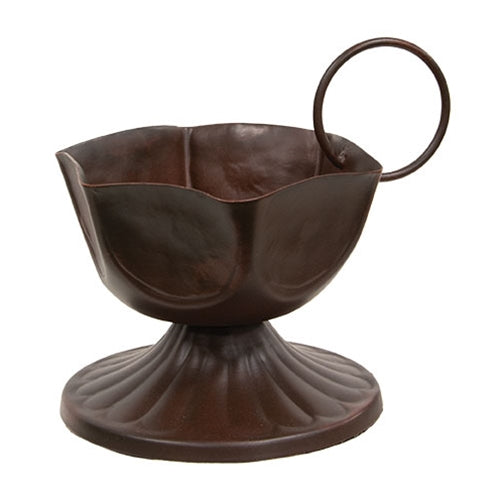 Rusty Look Metal Urn Bowl Taper Holder