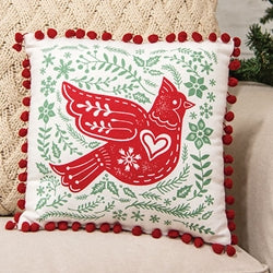 Yuletide Folklore Cardinal Pillow