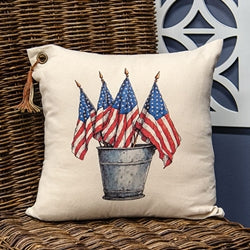 Flags In A Bucket Pillow - 18" Sq.