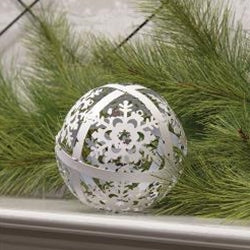White Distressed Metal Snowflake Sphere 5"
