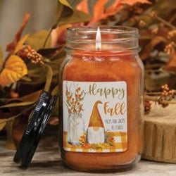 Happy Fall Gnome Pumpkin Pie Pint Jar Candle