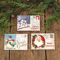 Vintage Christmas Postcard Ornament - 3 Asstd.