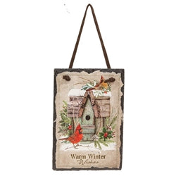 Winter Woodland Cardinal Mini Slate Hanger - 3 Asstd.