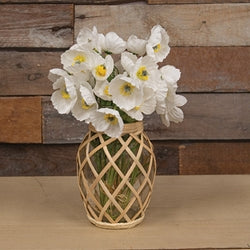 Rattan Wrapped Glass Vase - 8"H