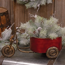 Red Metal Tricycle Wagon Planter