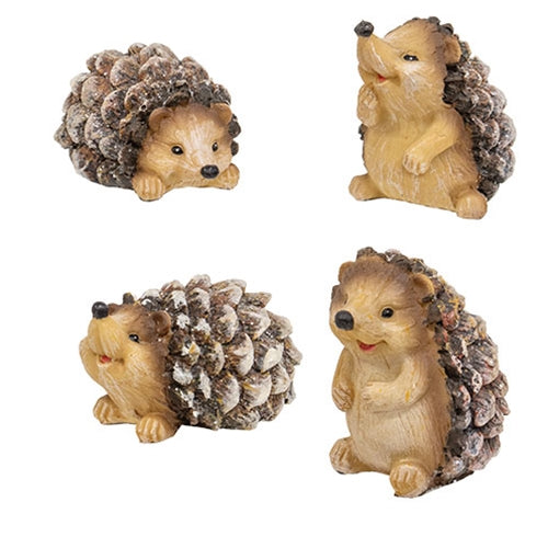 Glittered Resin Pinecone Hedgehog - 4 Asstd.