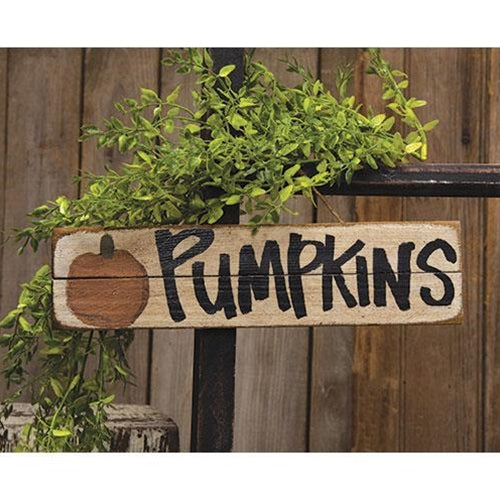 Rustic Wood "Pumpkins" Sign w/Jute Hanger