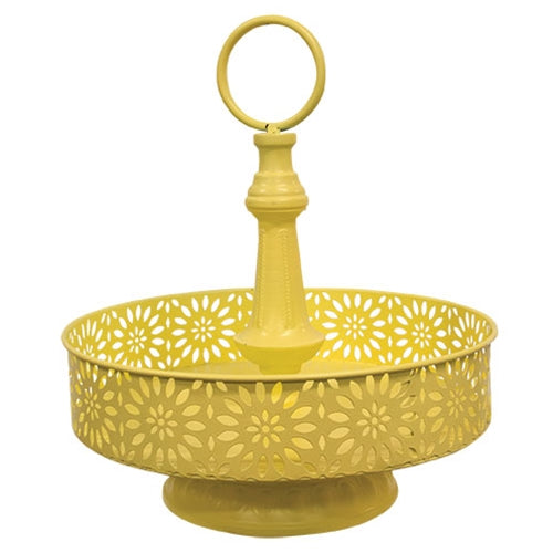 Butter Yellow Metal Vintage Single Tiered Tray