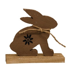 Rustic Wood Baby Hopping Silhouette Bunny 3 Asstd.