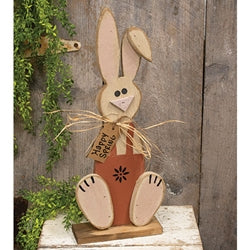 Wooden Sitting "Happy Spring" Bunny on Base 24"H