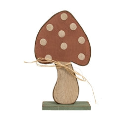 Rustic Wood Mushroom on Base 18.5"H 2 Asstd.