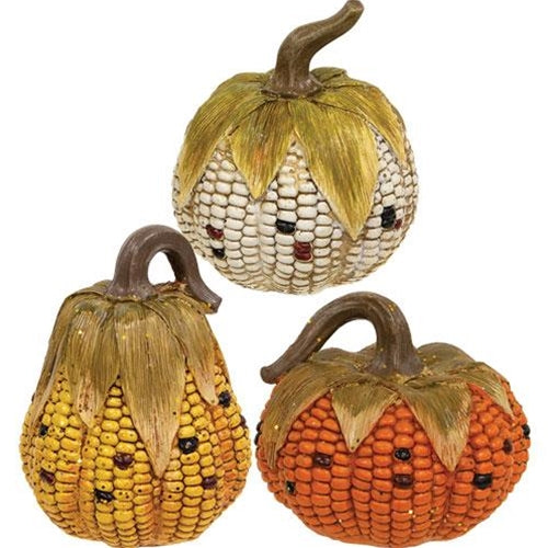 Resin Corn Cob Pumpkin 3 Asstd.