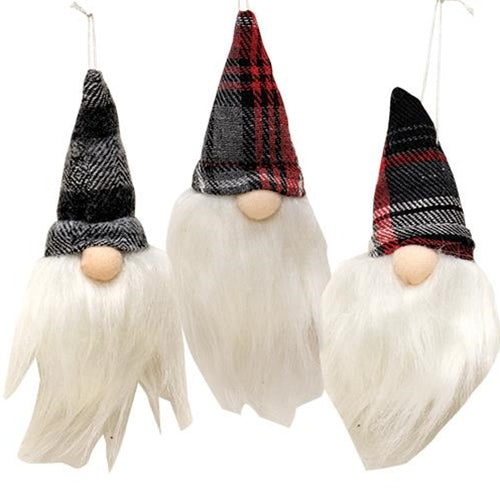 Stuffed Gnome Ornament 6" 3 Asstd.