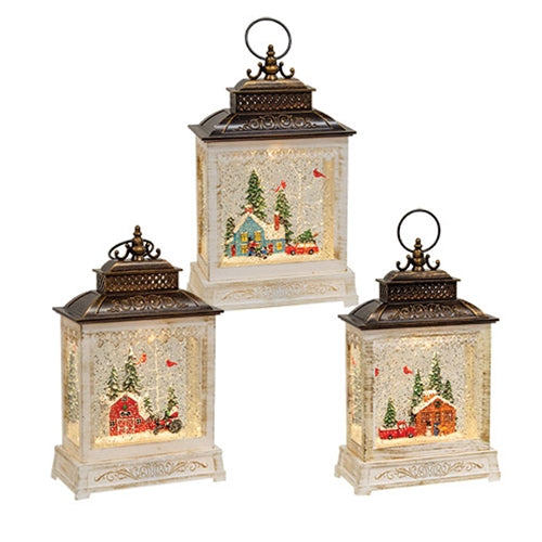 Lighted Musical Spinning On The Farm Water Globe Lantern With Timer - 3 Asstd.