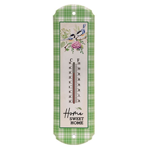 Home Sweet Home Bird Couple Metal Thermometer