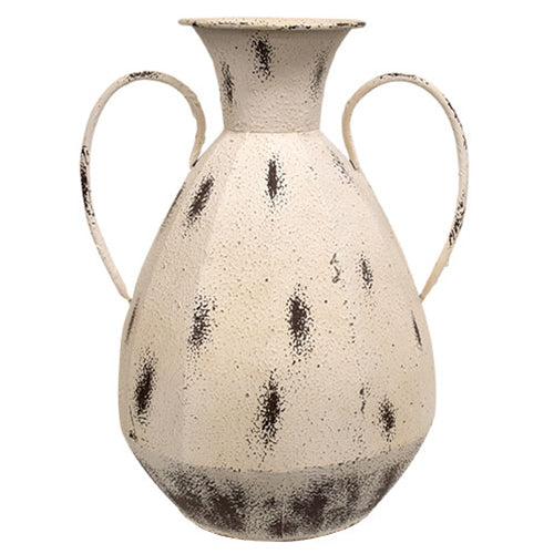 Antique White Distressed Textured Metal Selma Vase - 16.5"H