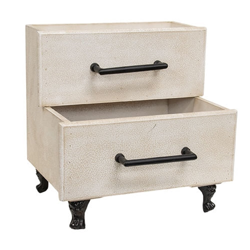 Antique White Two-Tiered Drawer Planter