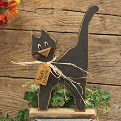 Rustic Wood Spooky Season Black Cat on Base - 19.25"H