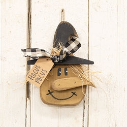 Rustic Wood Hocus Pocus Hanging Witch Head - 10.5"H