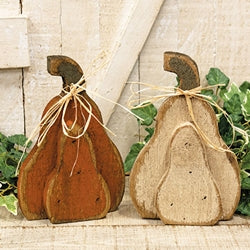 Rustic Wood Layered Tall Pumpkin Sitter - 9.5"H - 2 Asstd.