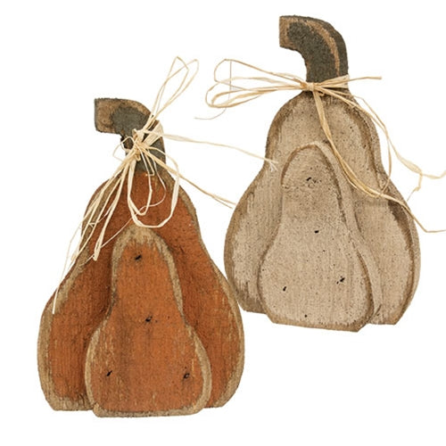 Rustic Wood Layered Tall Pumpkin Sitter - 9.5"H - 2 Asstd.