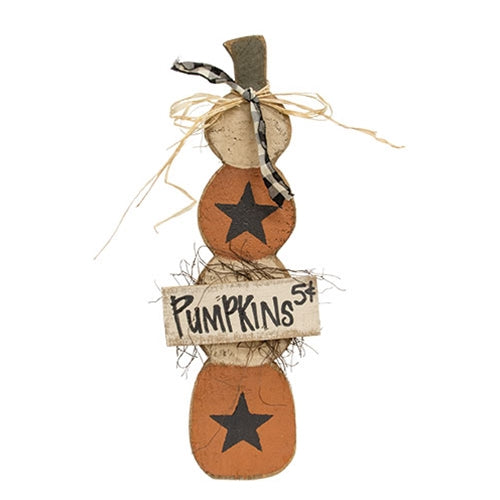 Rustic Wood Skinny Pumpkins Stack - 24"H