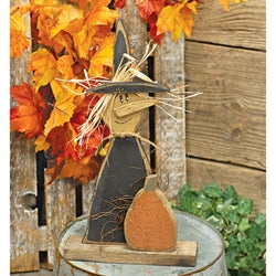 Rustic Wood Witch & Pumpkin on Base - 16.75"H