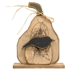 Rustic Wood Layered Pumpkin w/Crow Sign on Base - 17"H - 2 Asstd.