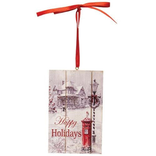 Wood Slat Holiday Ornament 4 Asstd.