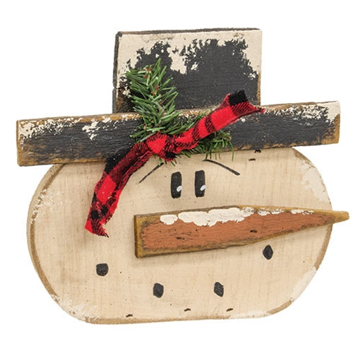 Rustic Wood Snowman Planter Box - 10 In H