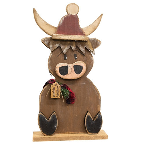 Rustic Wood Winter Blessings Highland On Base - 23 In H