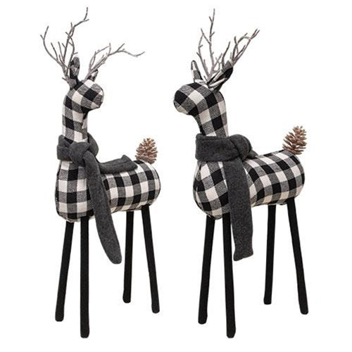 Black & White Plaid Deer 20" H 2 Asstd.