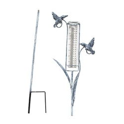 Distressed Metal Garden Friend Rain Gauge Yard Stake - 38"H - 3 Asstd.