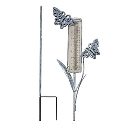 Distressed Metal Garden Friend Rain Gauge Yard Stake - 38"H - 3 Asstd.