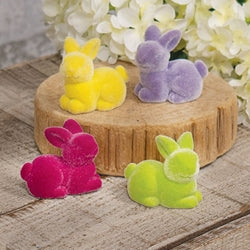 Resin Flocked Sitting Easter Bunny 4 Asstd.